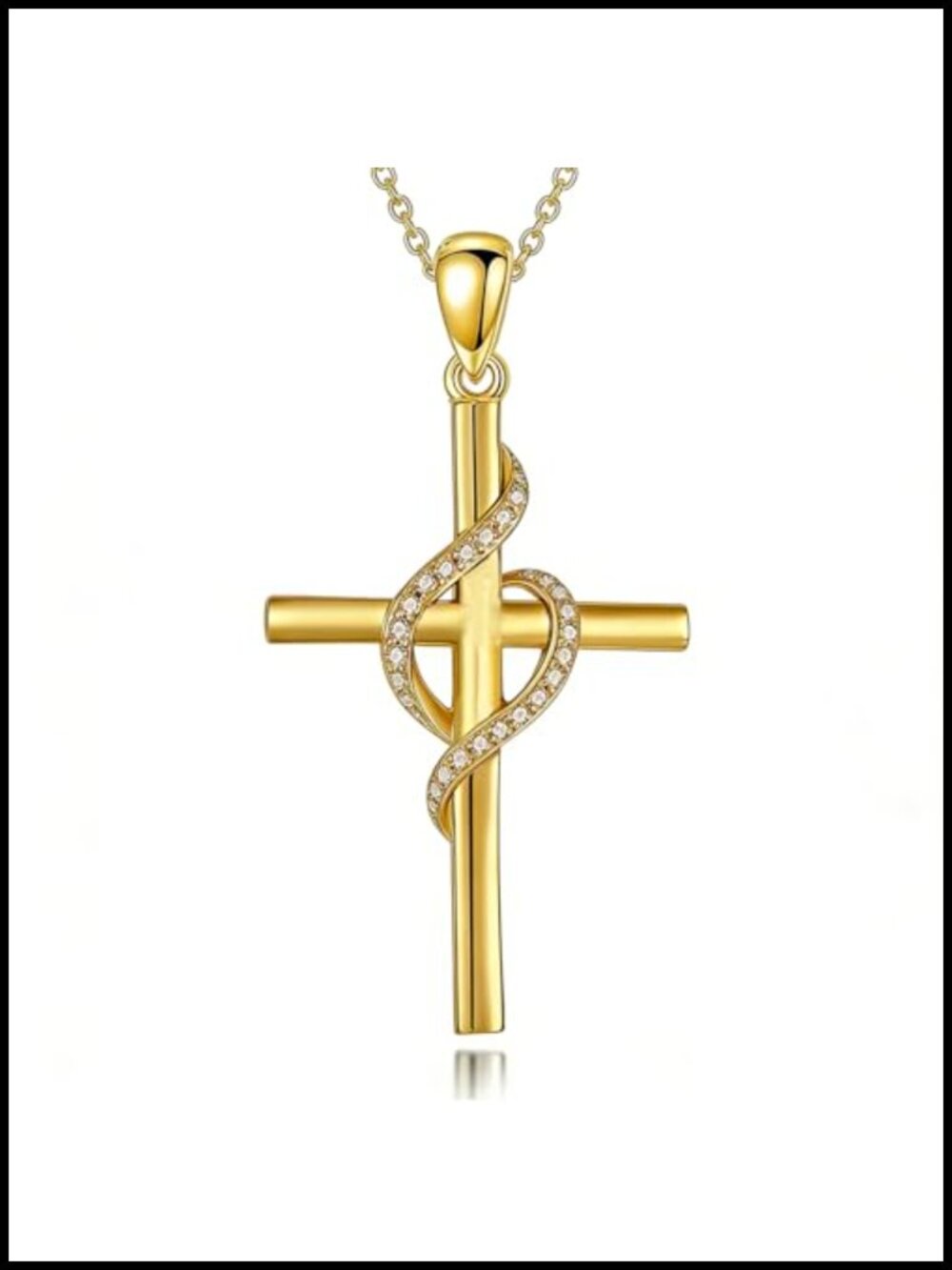 18K Gold Plated Cross Necklace Zircon Infinity Pendant Christian Faith